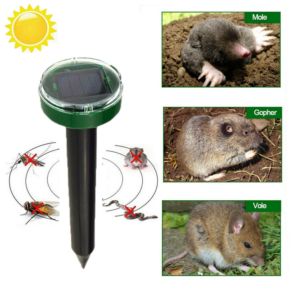 2020 Yard Solar Power Ultrasonic Sonic Mouse Mole Pest Rodent Repeller Repellent