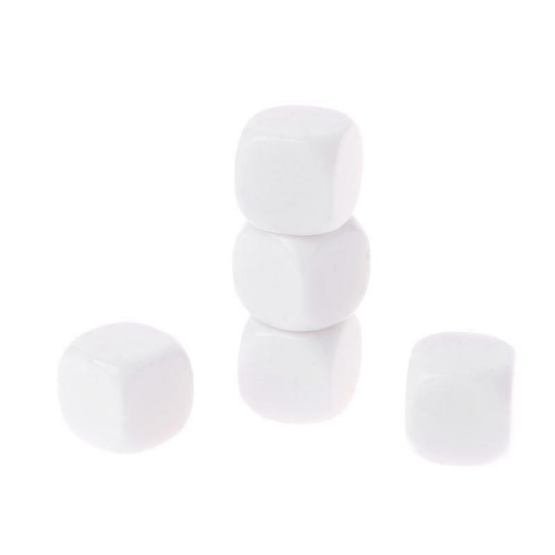 5pcs 20mm White Blank Acrylic Dice Kid DIY Write Painting Graffiti Family Games