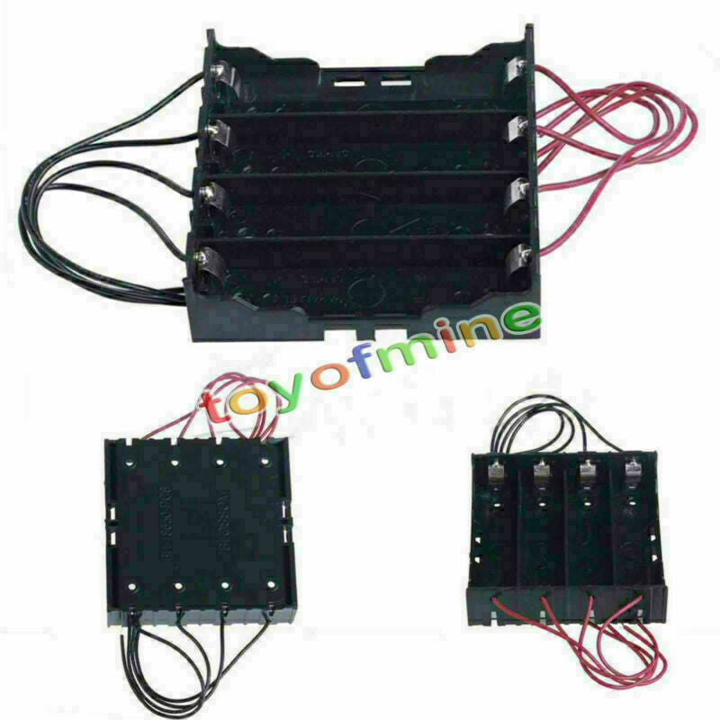 Plastic Battery Storage Case Box Holder For 4 x   3.7V With Wire Leads