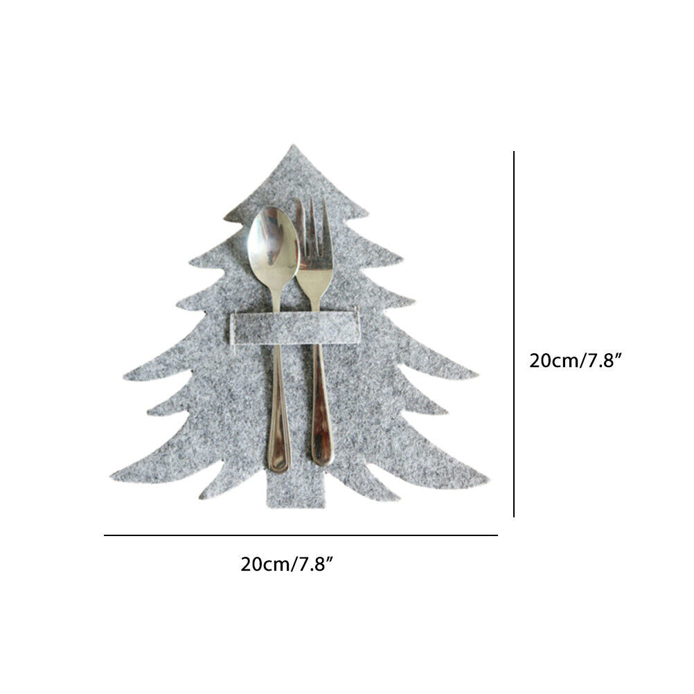 4Pcs Christmas Tree Cutlery Holder Felt Christmas Cutlery Bag Table Decorations