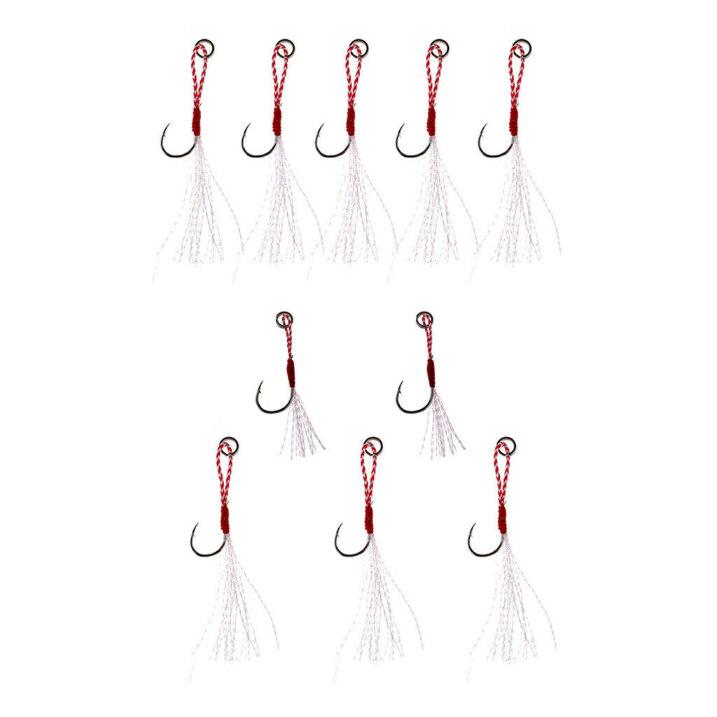 10x Hooks Live Baits Auxiliary Metal Hooks Deep Sea Fishing Trolling Surf Jig
