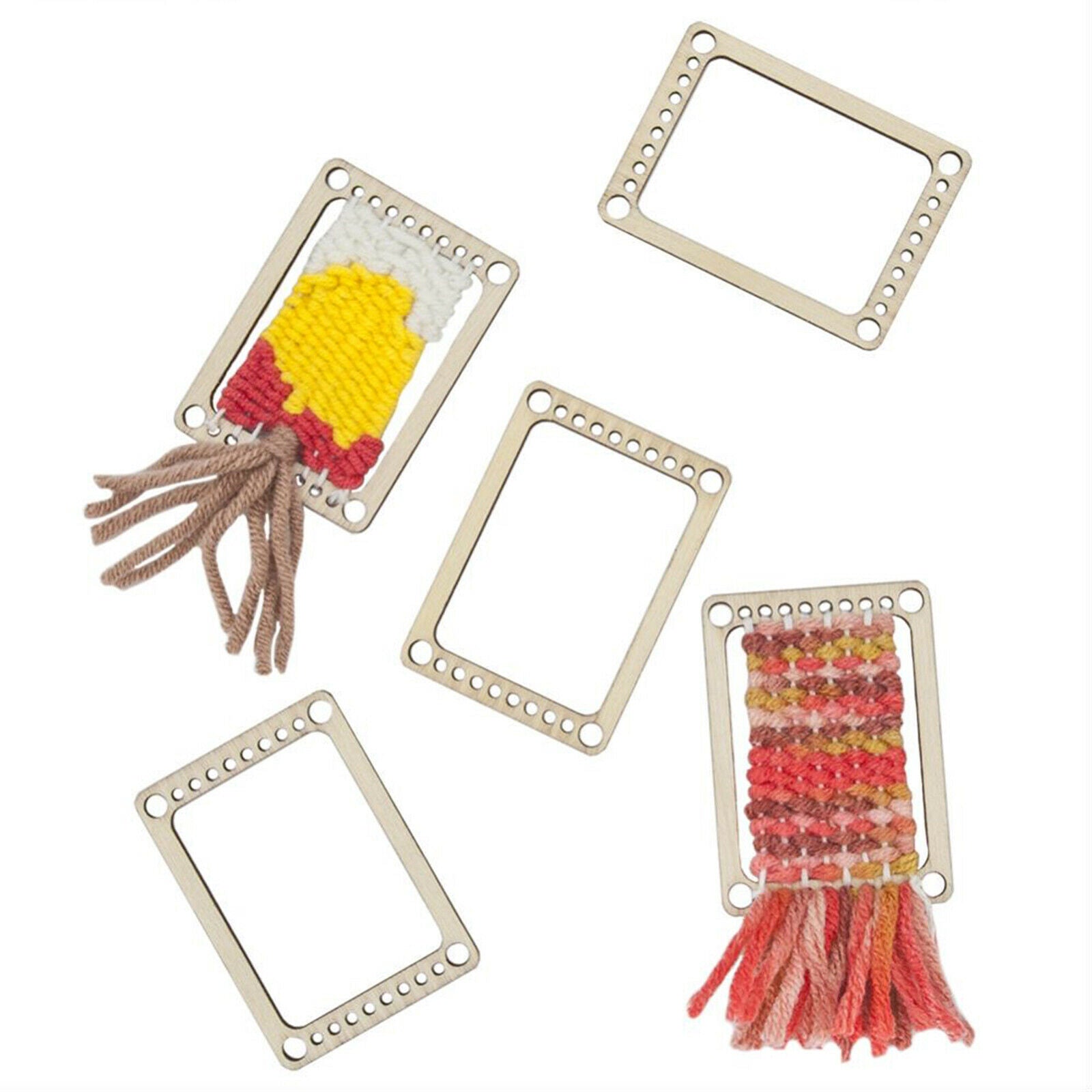 4x Mini Weaving Looms Adults Weave Frame Loom Knitting Coaster DIY Racks Beige