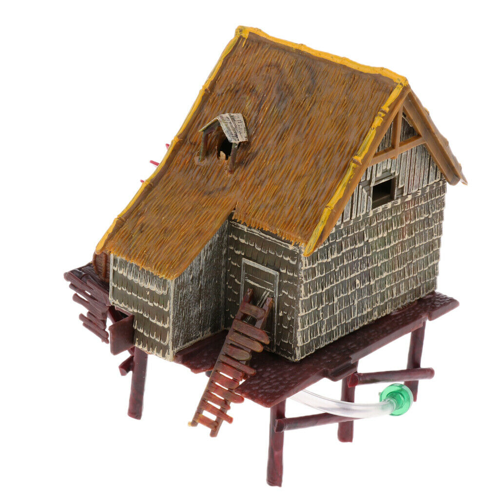 Aquarium decoration ornaments house with water wheel for aquarium