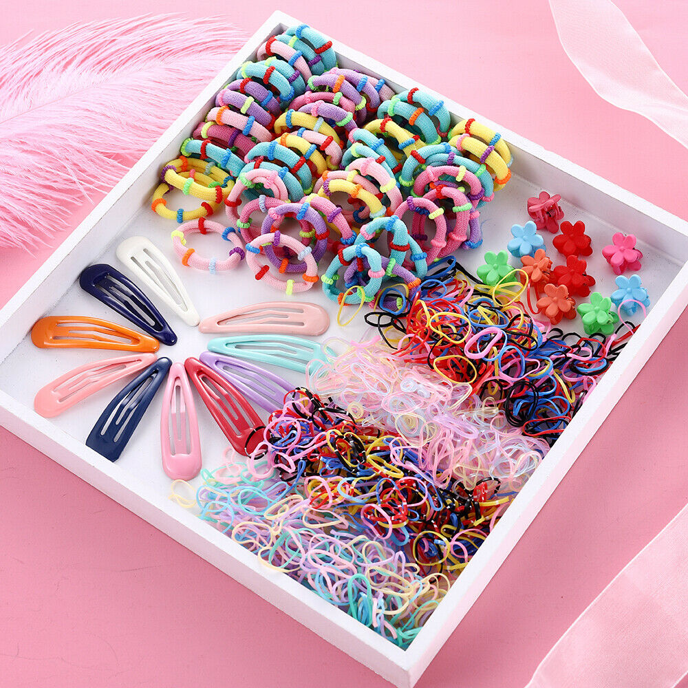 Wholesale 870Pcs Girls Hair Clips Rope Ponytail Holder Kids Hair-Accessories Set