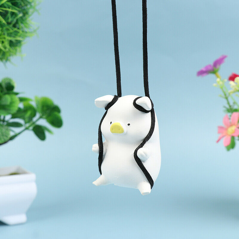 Car Pendant Cute Anime Little Pig Swing Auto Rearview Mirror Hanging Orname DF