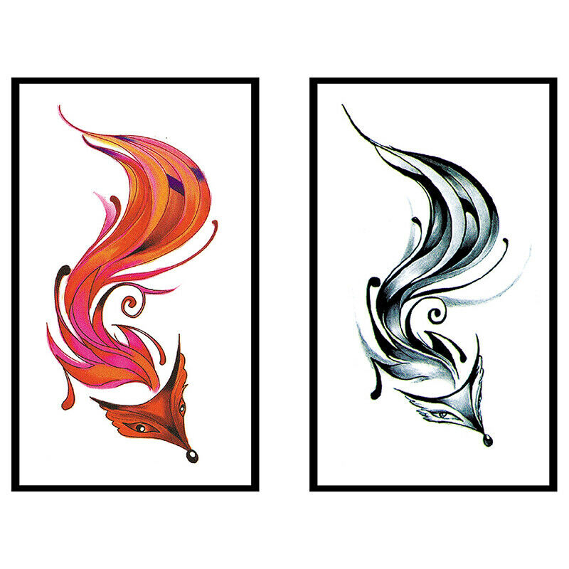 2Pcs/Set Waterproof Tattoos For Women Body Art Blue Red Black Fox Tattoo Stic FT