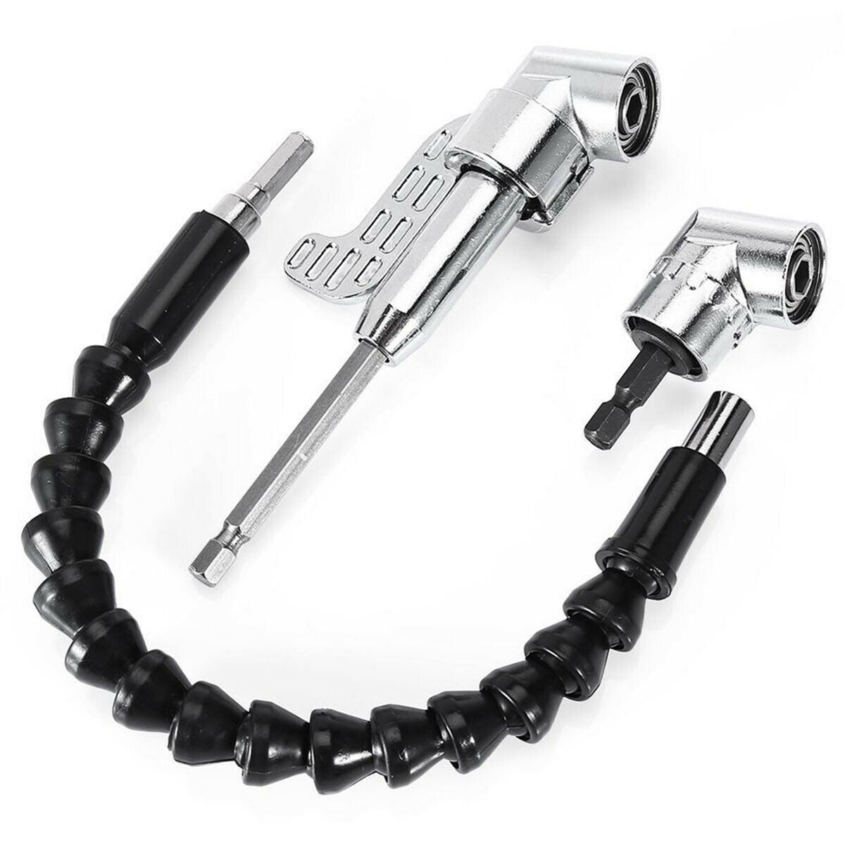 105 Degree Right Angle 1/4" Head Screw Driver Flexible Angle Extension Bit Kit