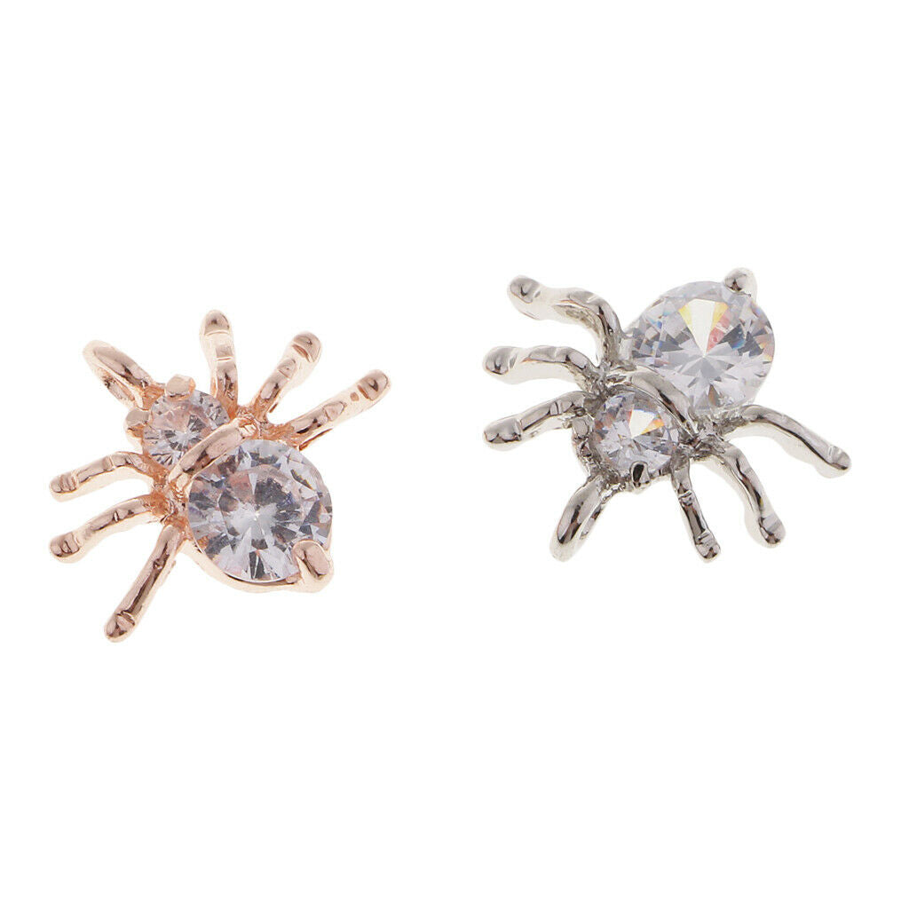 2x Alloy Crystal Spider Charms Pendants Findings For