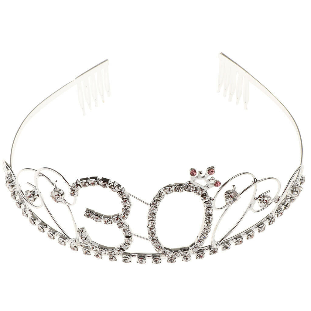 30th Birthday Girl Tiara And Sash Rhinestone  for Birthday Celebrations