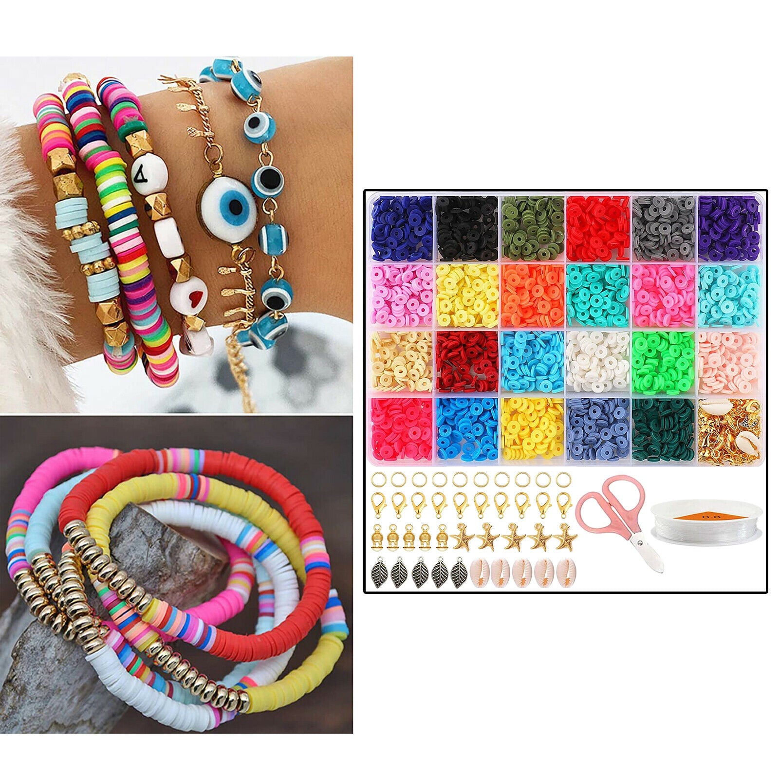 Flat Polymer Clay Beads Loose DIY Necklace Bracelets Jewelry Making Finding