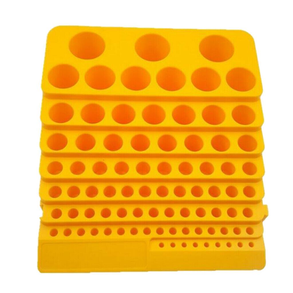 Round Yellow Plastic Drill Bit Storage Case Rotary Tool Rack Saving Space