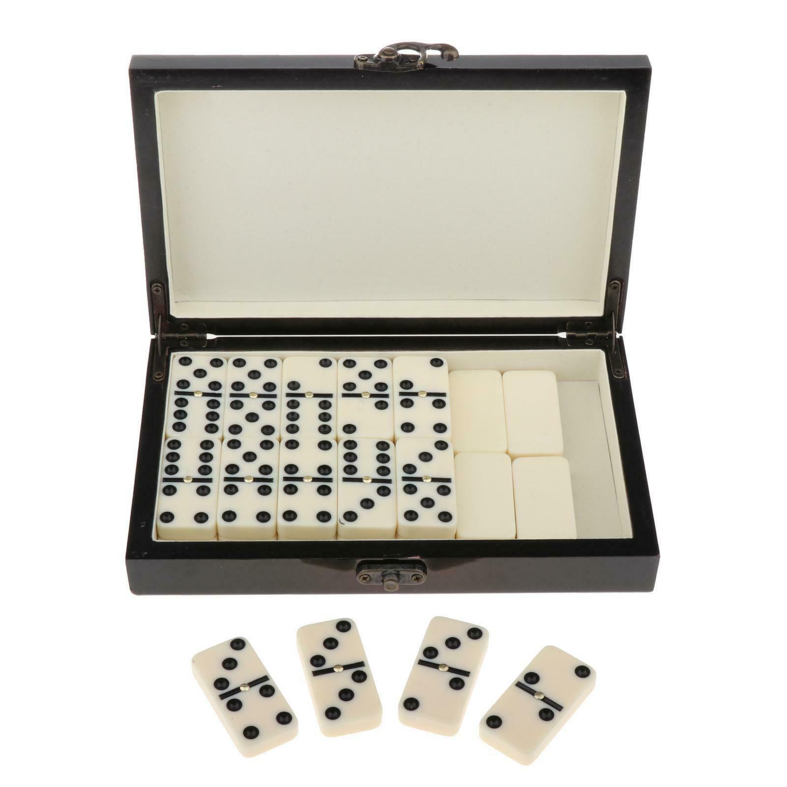 Dominoes Set 28pcs Classic Travel Board Games with Wooden Case 2-4 Players