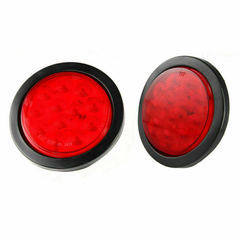 Set/4 4 Inch Round LED Tail Light Reverse Backup Lamp Red For Truck Trailer RV