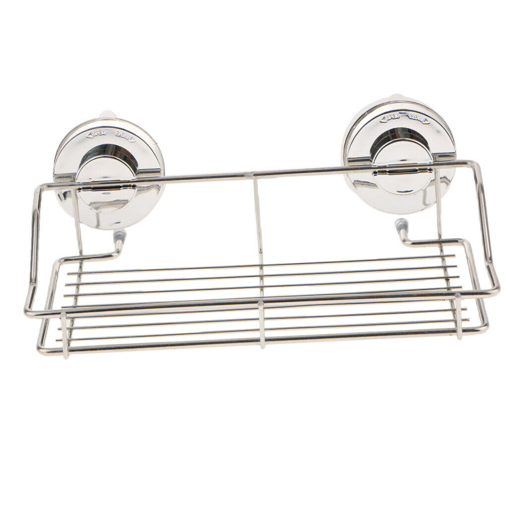 Stainless Steel Kitchen Bathroom Shower Shelf Storage Suction Basket Rack