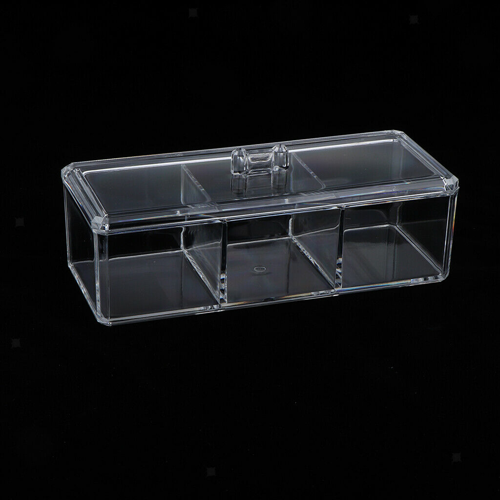 Acrylic 3 Grids Storage Makeup Cosmetic Organizer Decoration Jewelry Box&Lid