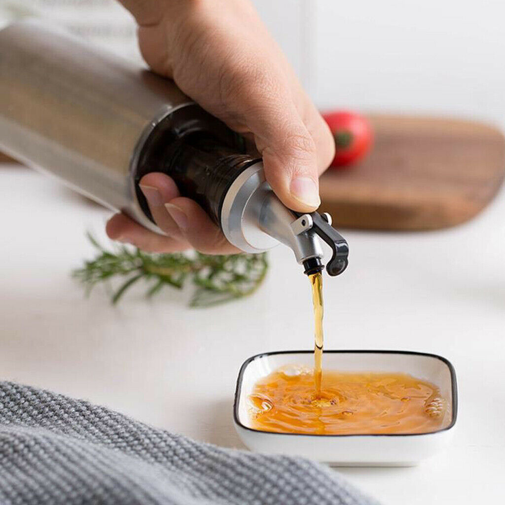 Stainless Steel Castor Oil Bottle Soy Sauce Pot Glass Vinegar Dispenser