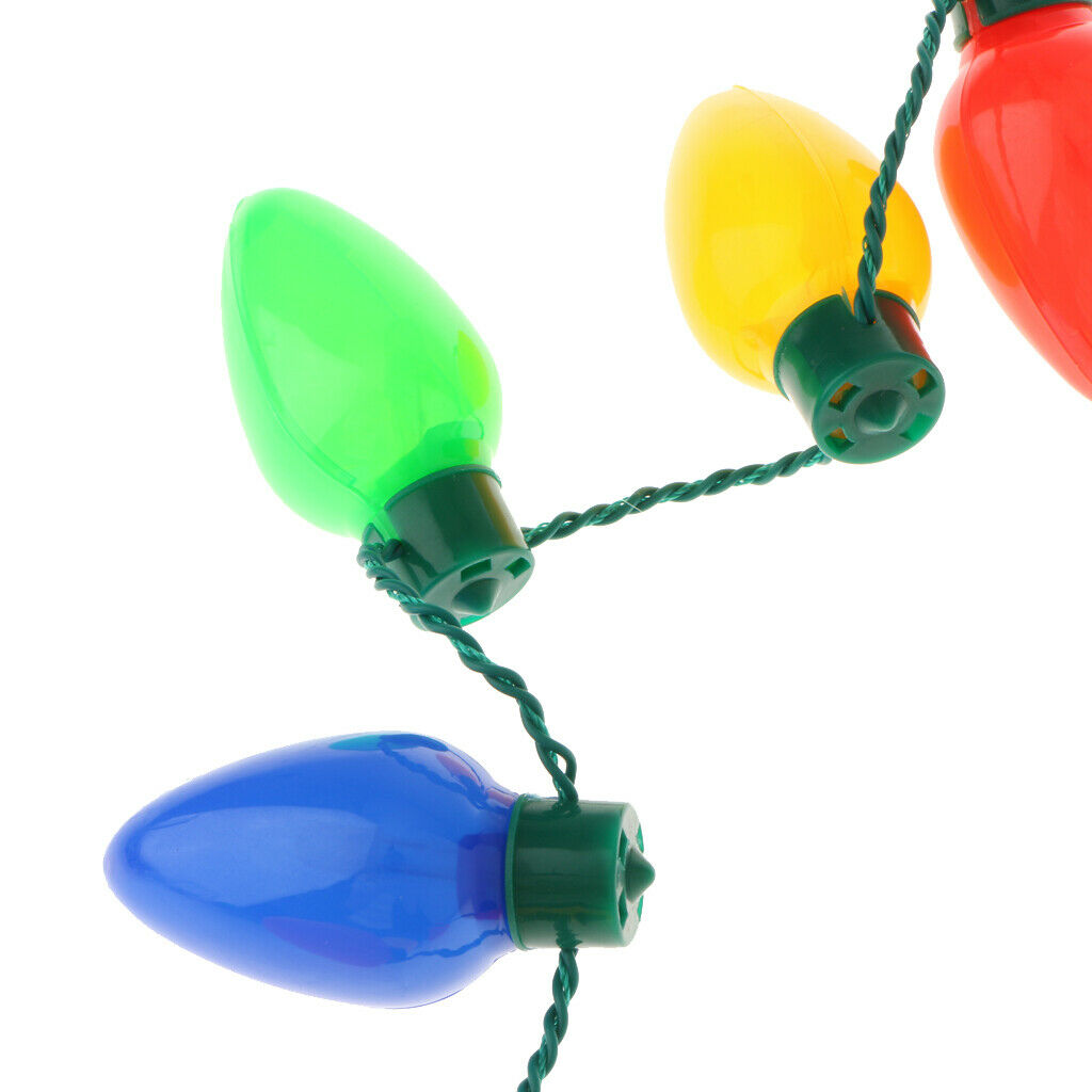 LED Light Up Christmas Bulb Necklace Party Favors 36cm-9 LED Bulbs