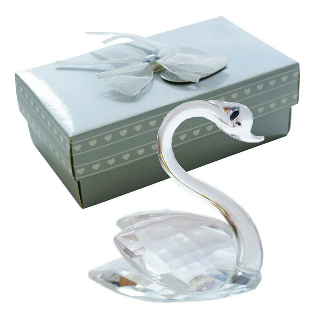 Romantic Clear Crystal Rhinestone Swan In Packing Box
