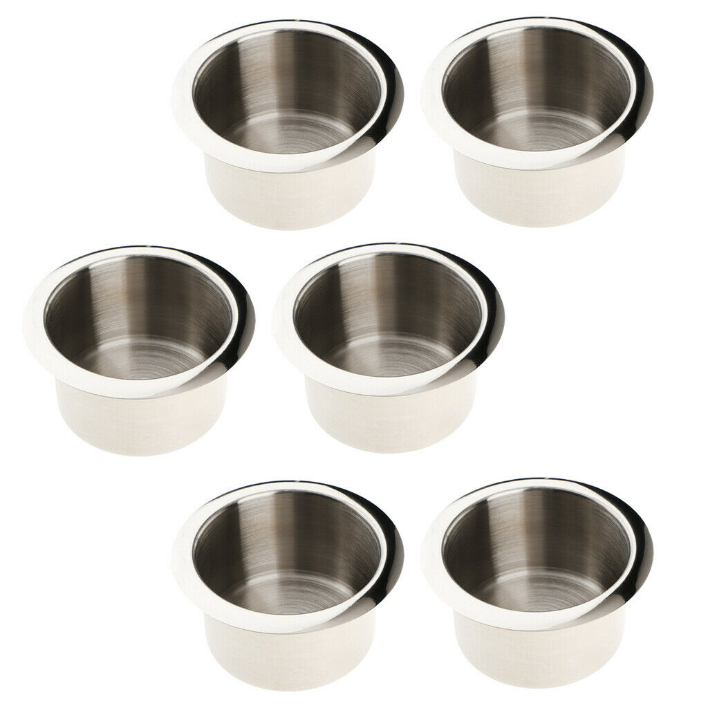 Pack of 6 Stainless Steel Cup Drink Holder for Marine, Boat, RV, Camper,