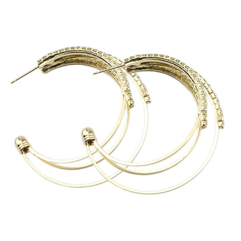 Pair Geometric Earrings Hoop Earring for Women Wedding Party Decor Golden