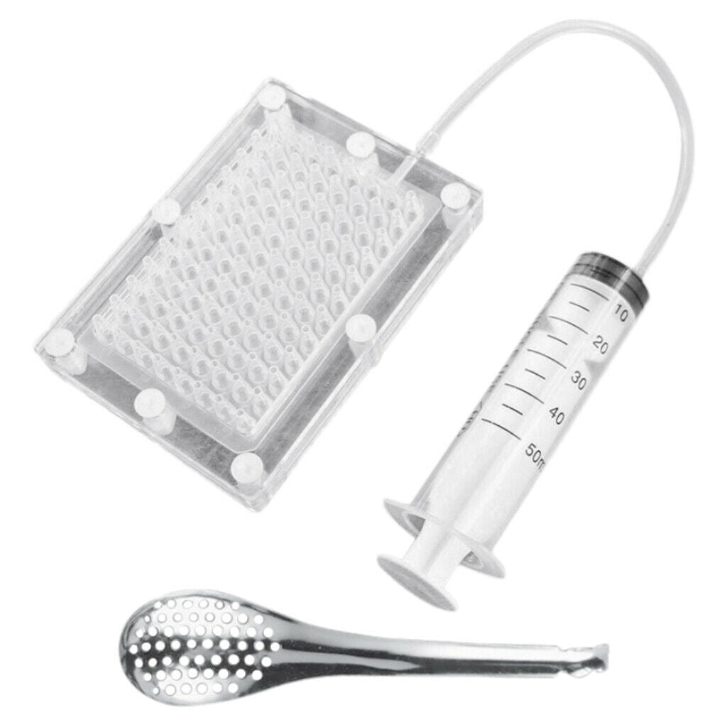 Molecular Gastronomy Caviar Maker Dispenser Strainer with Tube & Spoon Kit