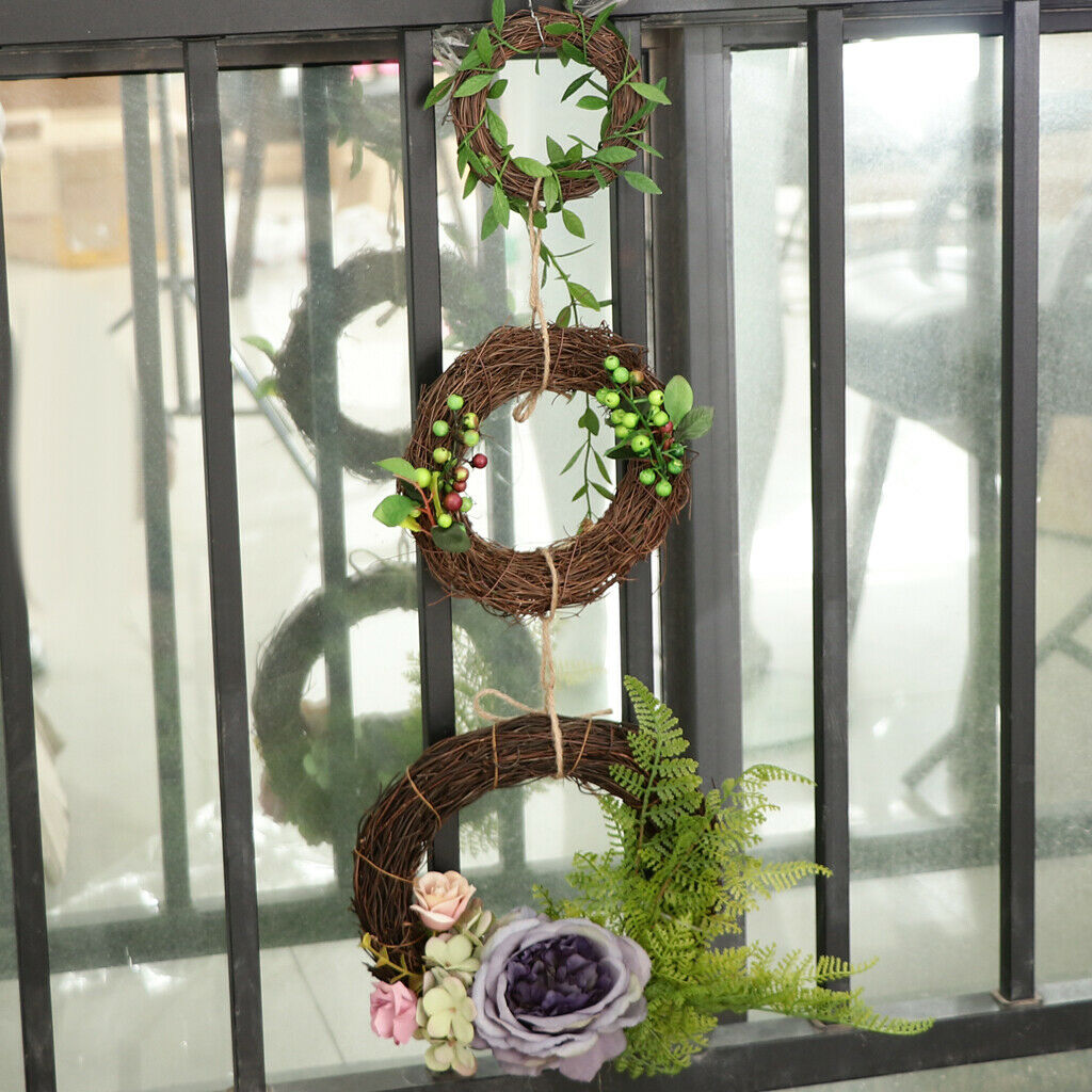 Triplet Artificial Rose Silk Flower Leaves Door Wreath Garland Wedding Decor