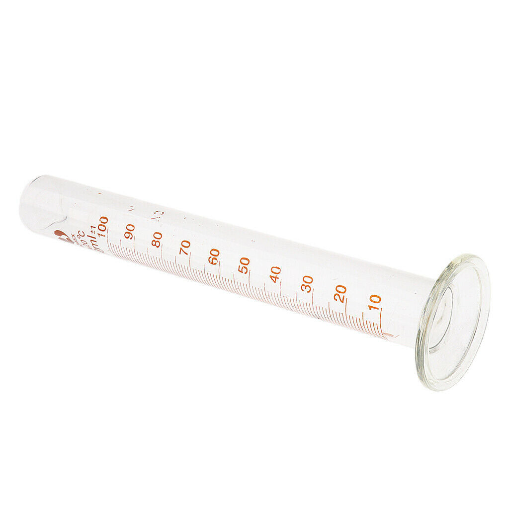 2x100ml Professional Graduated Glass Measuring Cylinder Chemistry Lab Spout