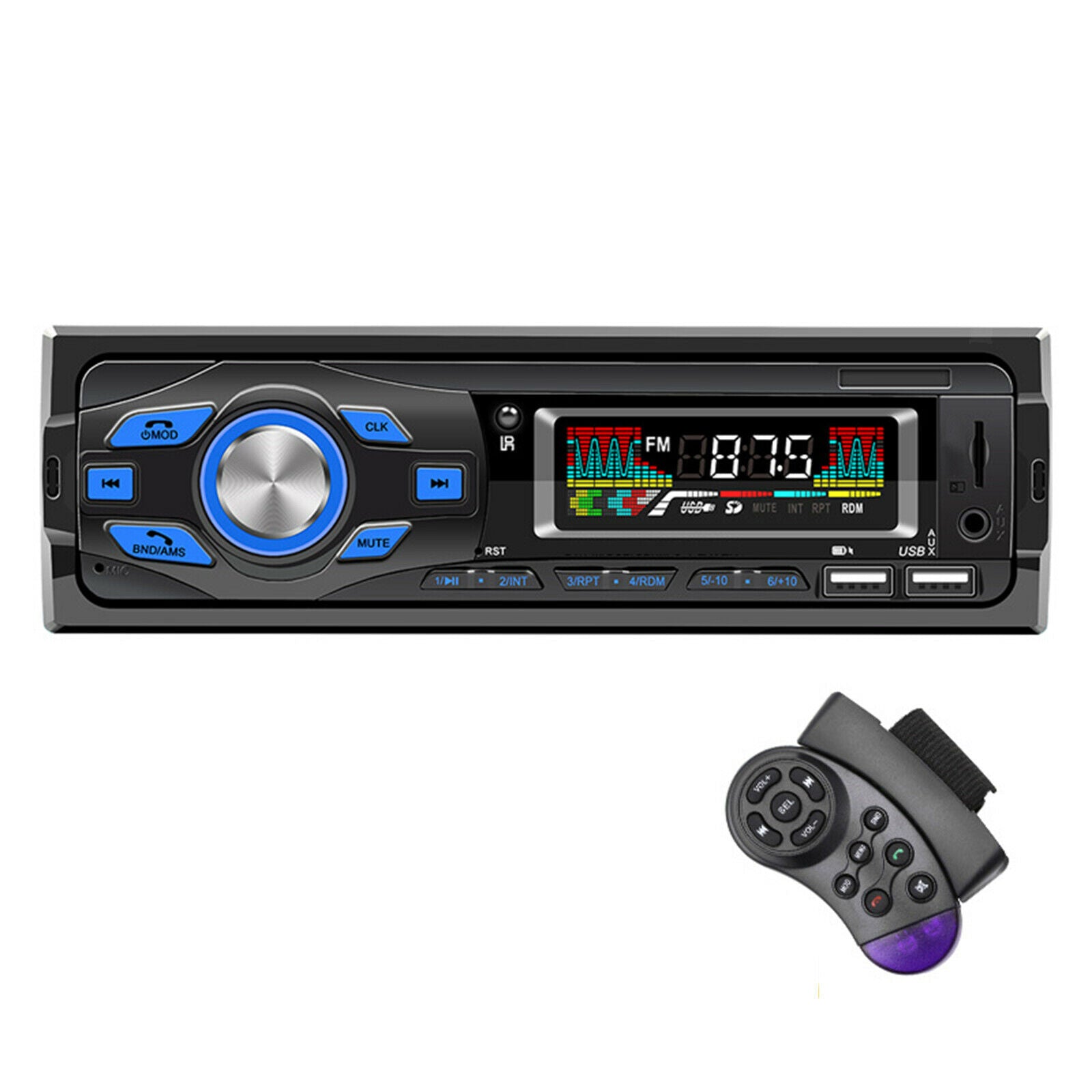 Car Stereo Head Unit 1 Din Voice Assistant Music Transmitter for Vehicles