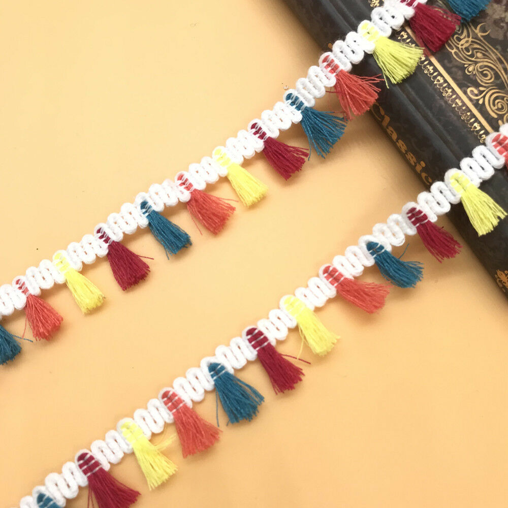6 Yards Colorful Cotton Tassel Lace decoration Sewing Clothes bag Accessories