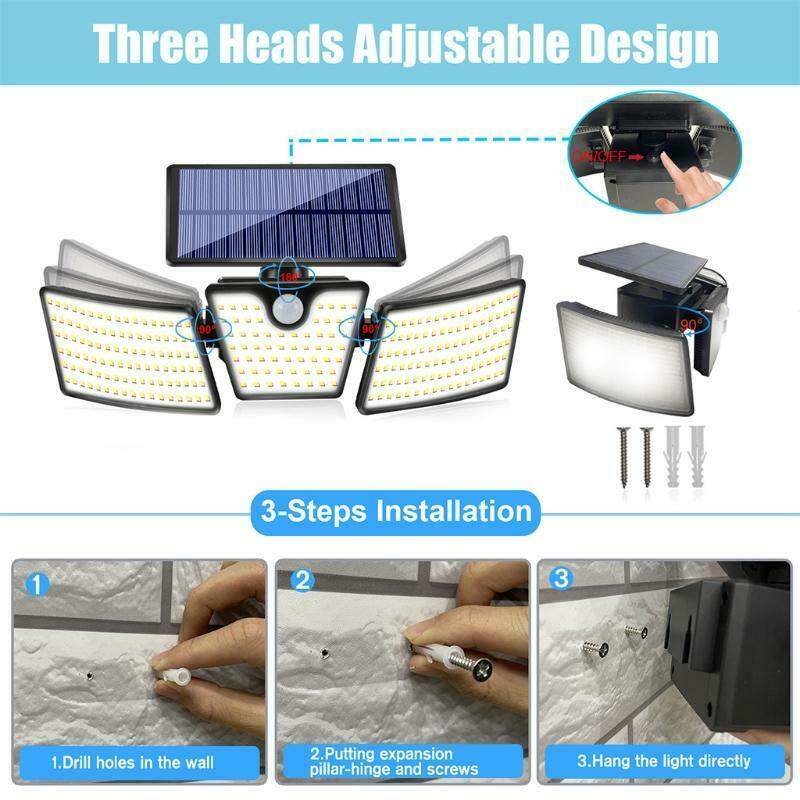 Outdoor Solar Powered LED Light PIRMotion Sensor for Garden Fence Landscape Lamp
