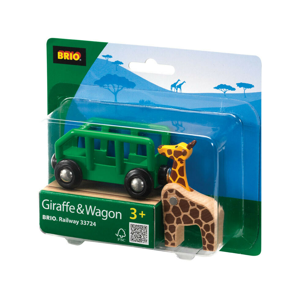 33724 BRIO Giraffe and Wagon Wooden Railway Rolling Stock inc 2 pcs Age 3 Years+