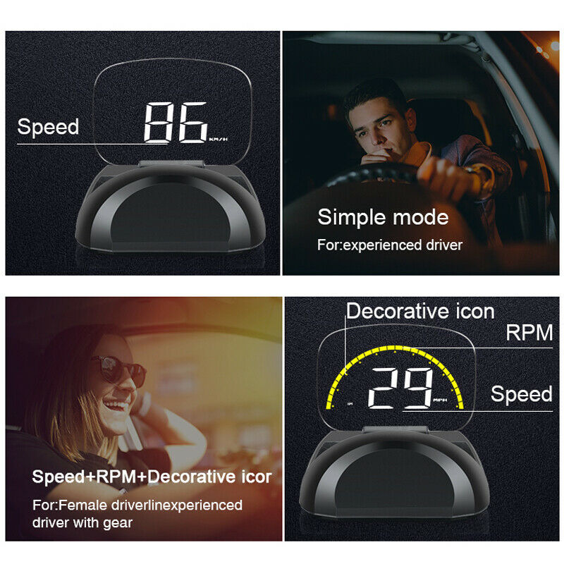 Folding Auto Car OBD2 HUD Mirror Head Up Display Speed Projector RPM Temperature