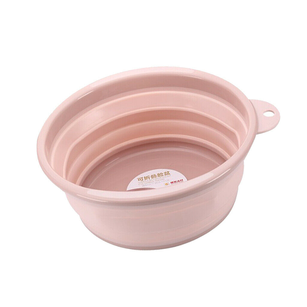 Portable Folding Washbasin Outdoor Collapsible Dish Tub Bucket Pink