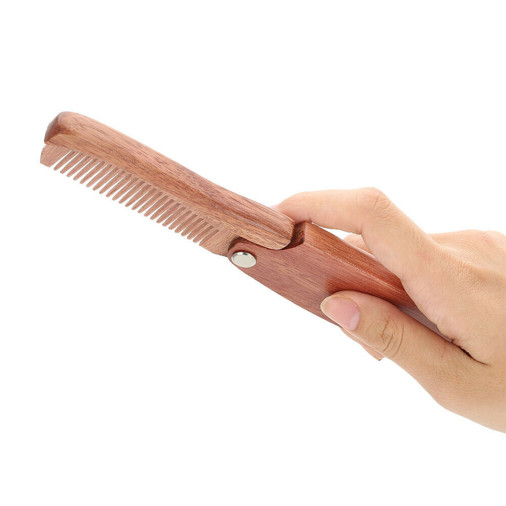 Wooden Folding Hair Brush Moustache Mustache Beard Comb Styling Tool Facial Care