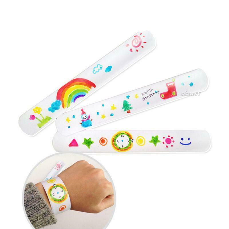 12 Pcs DIY Blank Slap Bracelets Party Favors Easter Gifts for Kids Art Craft