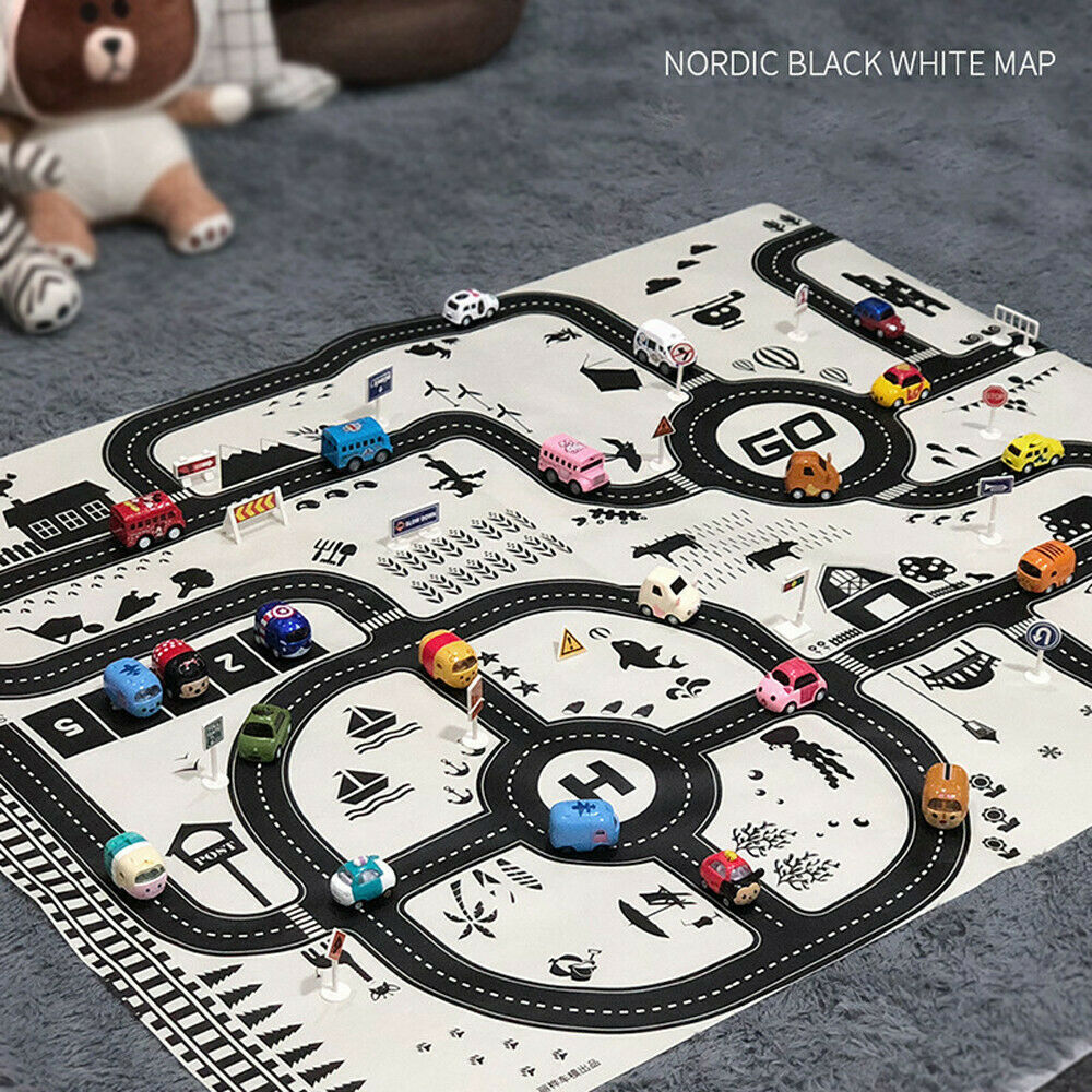Kids Play Mat City Road Buildings Parking Map Game Scene Map Educational Toys