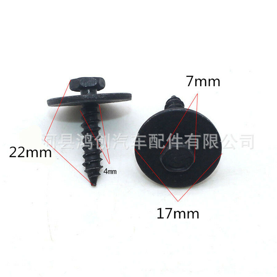 100Pcs Metal Sheet Car Body Screw Fender Bumper Retainer Clips Washer 7mm Hex