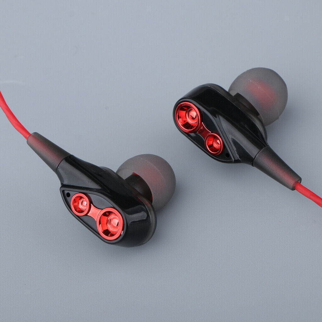 Dual Moving Coil 3.5mm Wired Sports In-Ear Headsets Stereo Earphones Earbuds