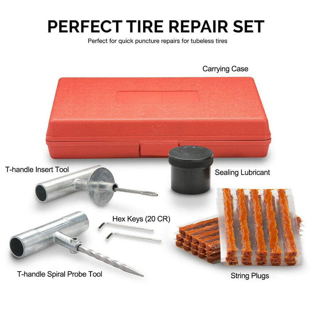 Tire Repair Kit 35pc DIY Set Plug Patch Flat Tubeless Car Truck Motorcycle