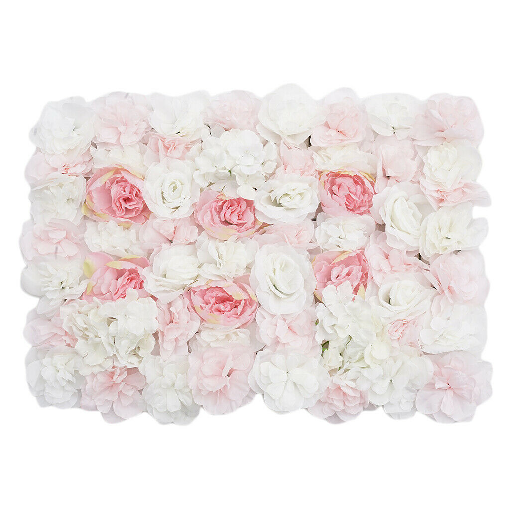 Artificial Rose Flower Wall Panel Decoration Photography Prop White&Pink