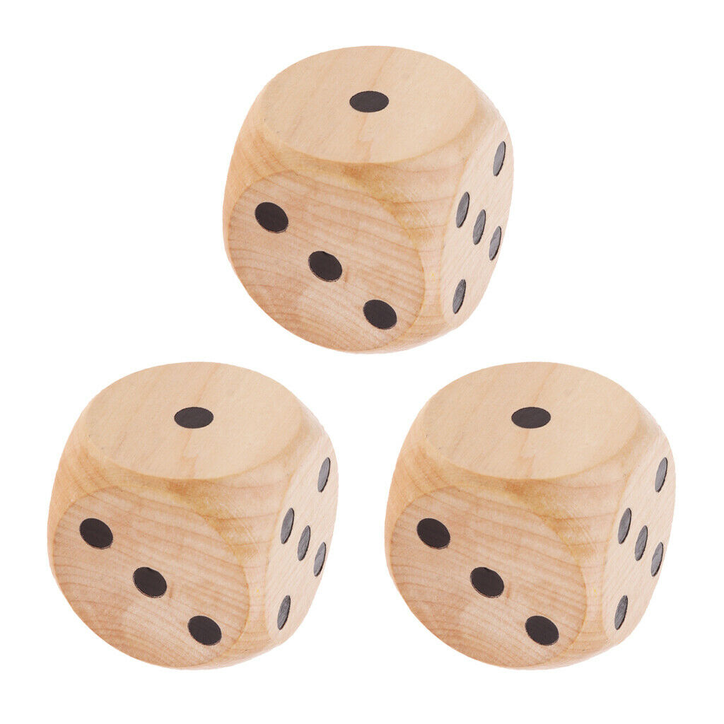 3Pcs Wooden D6 Dice Role Playing for DND RPG Dungeons and Dragons Board Game