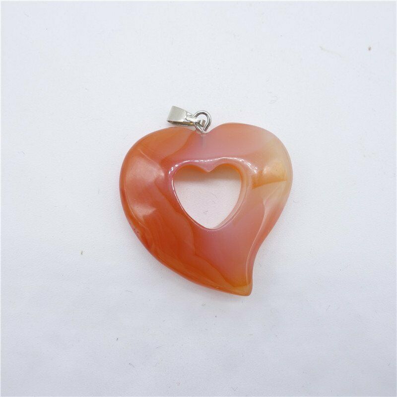 18Pcs Multicolor Mixed Stone Quartz Agate Heart Pendant Bead 30x30x6mm HH6833