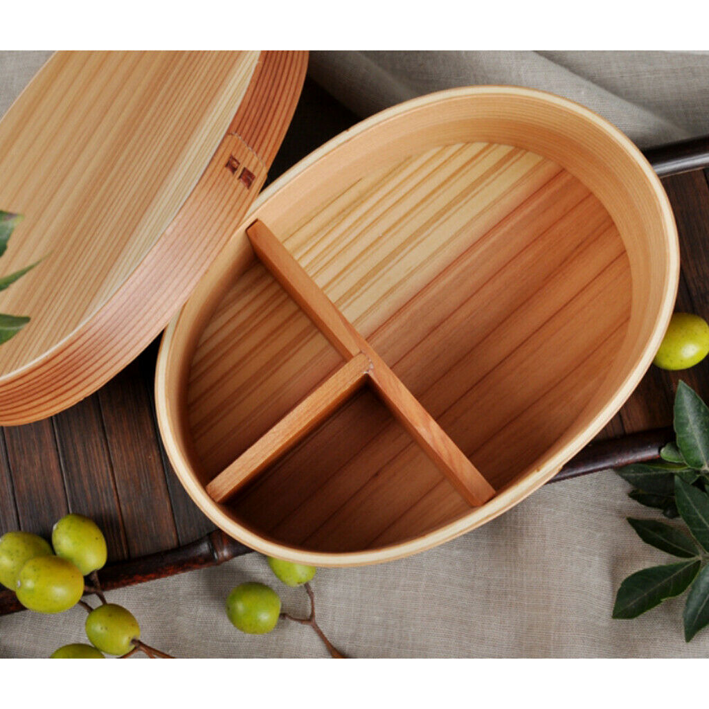 Natural Wood 1 Tier Lunch Box Bento Box Food Sushi Snack Container with Lid