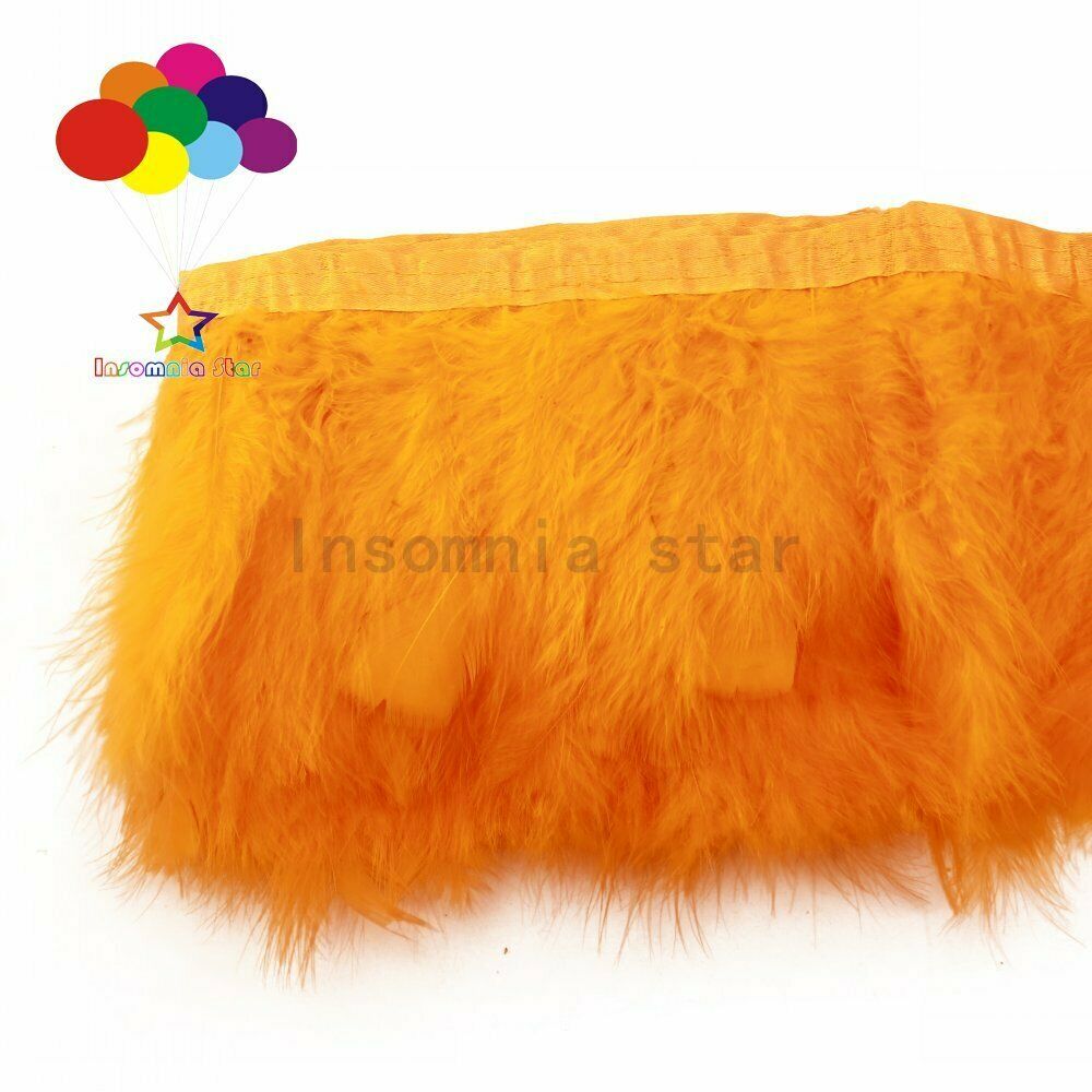 2 Meter 6-7" inch marabou turkey Feather Trimming Orange Color fluff Ribbons