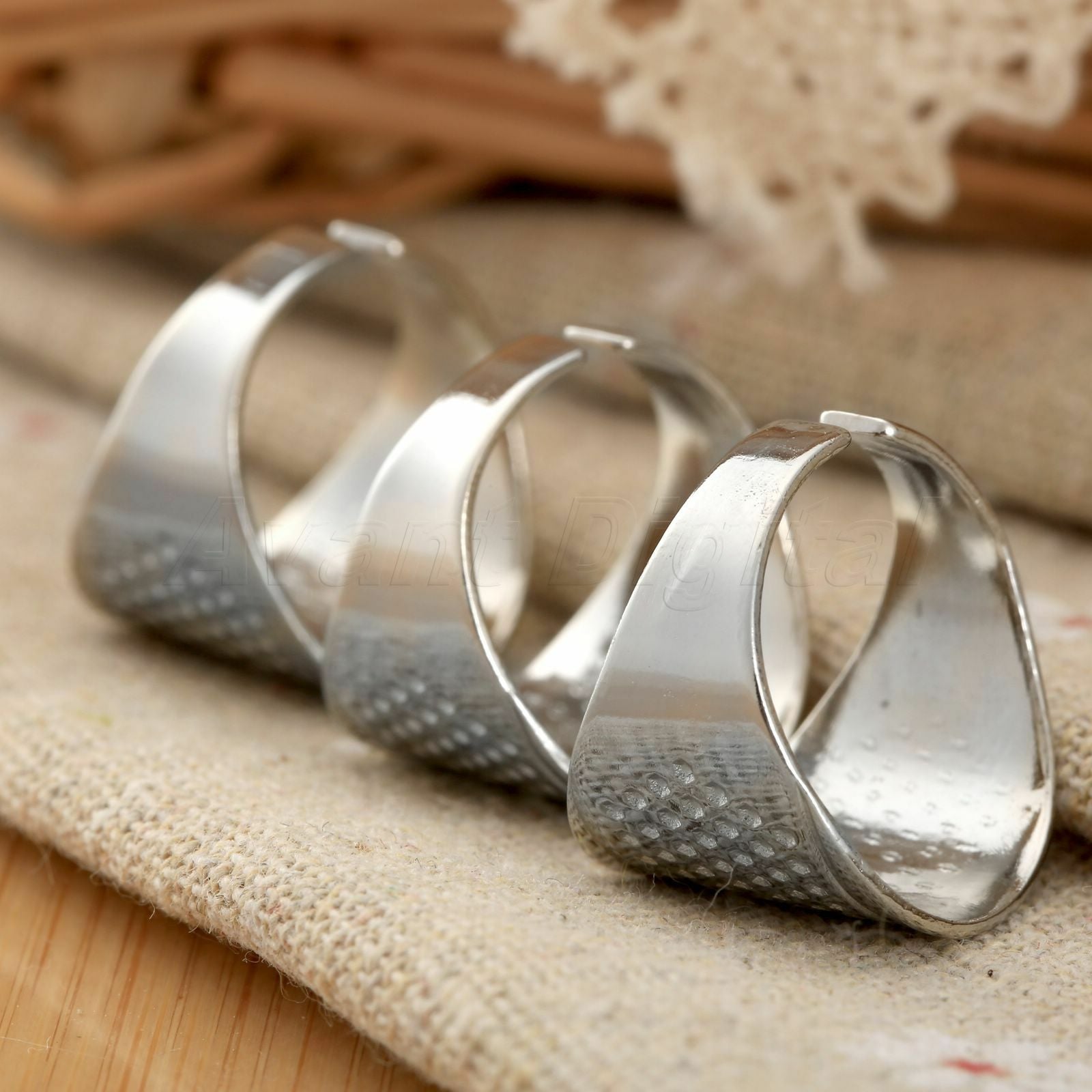 3X Finger Thimbles Adjustable Size Ring Thimble Sewing Tool Handmade Stitch Tool