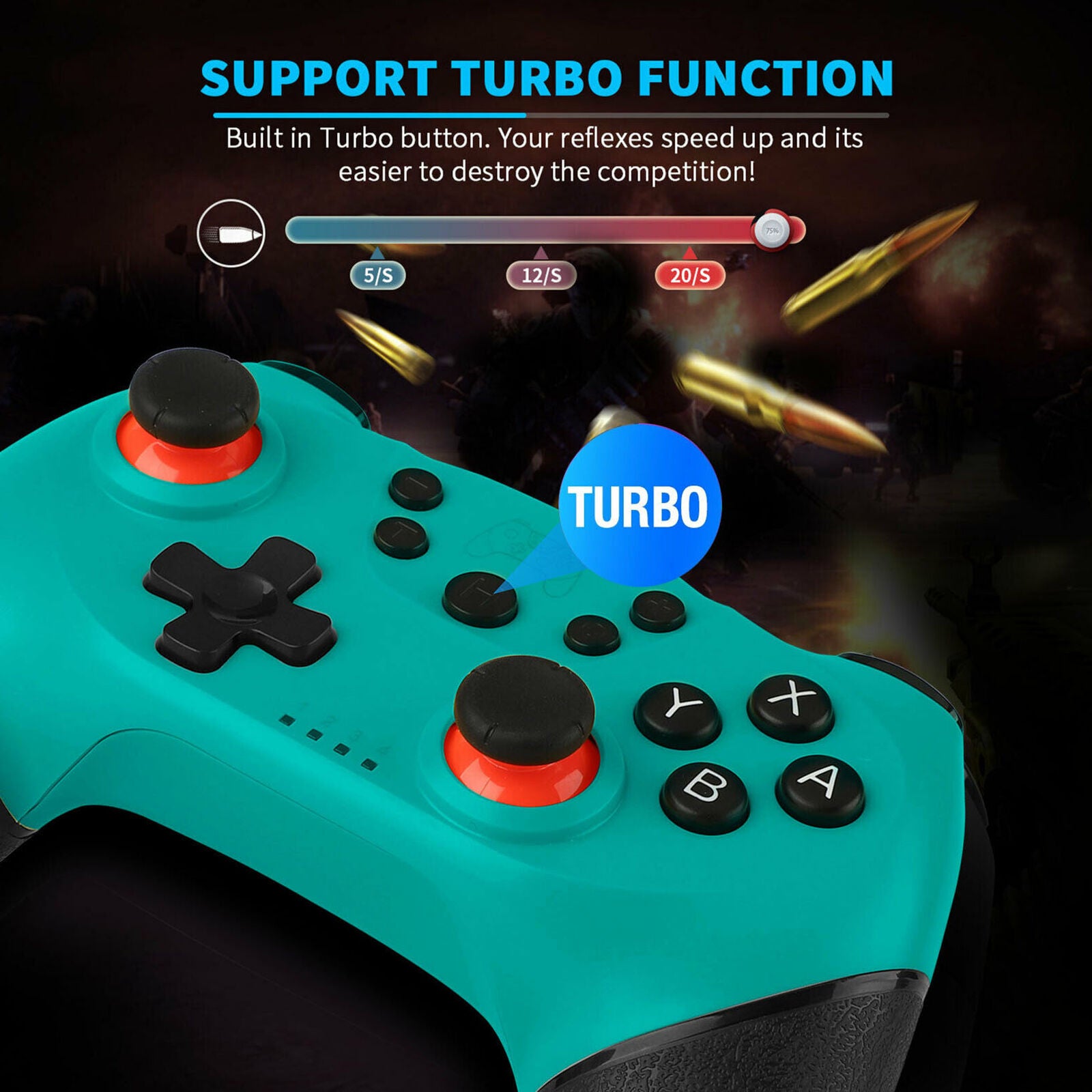 For Nintendo Switch/Lite Wireless Bluetooth Pro Controller Turbo Joystick Joypad