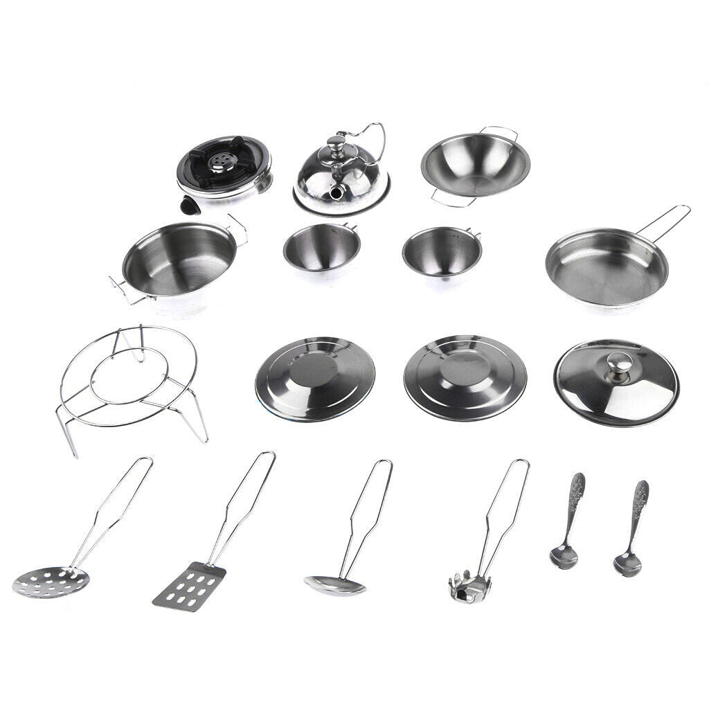 Mini Kids Kitchen Cookware Playset Pots Preschool Children Dolllhouse Toys F