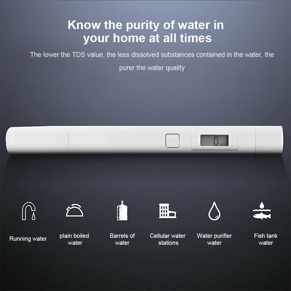 Digital Pen Water Quality TDS Meter Tester 0-9990 ppm Water Purity Monitor @