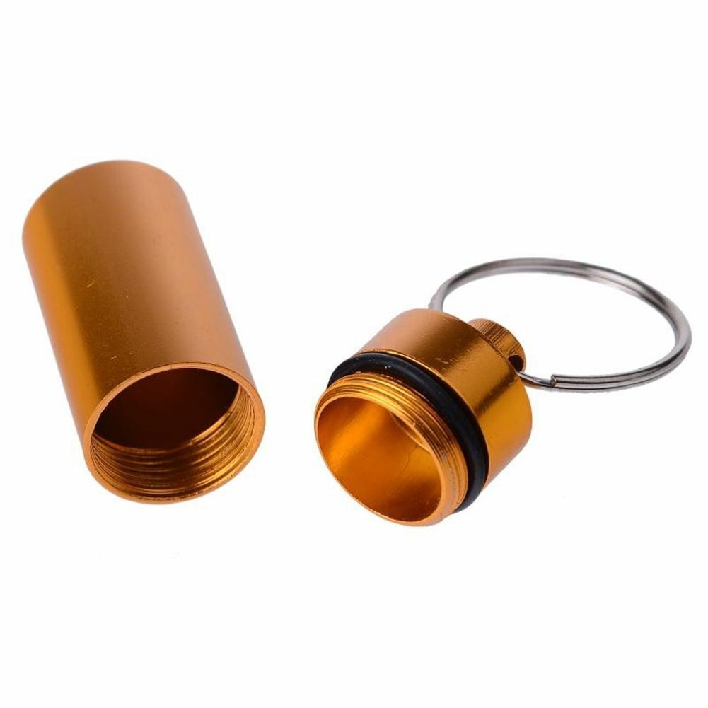 5X Reisen Aluminium Pillendose Kleine Pill Box Schlüsselanhänger Medizin Case