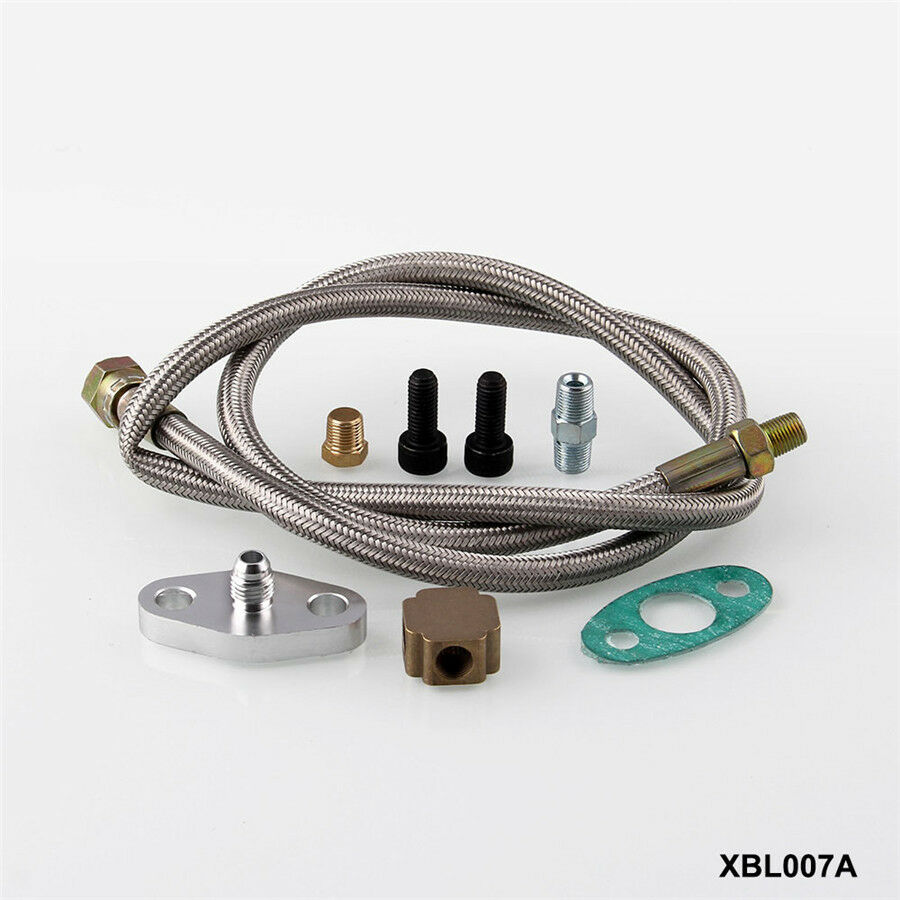 Cars Stainless Steel Universal T3 Turbo Turbocharger Oil Feed Line Adapter Kit